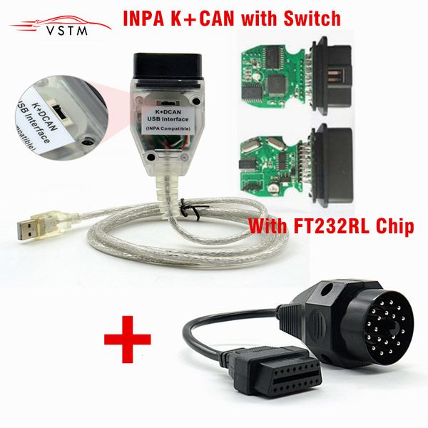 

20pin for inpa k+can k can inpa with ft232rl chip with switch for k dcan usb interface cable