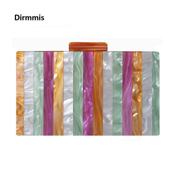 

fashion new acrylic women box clutch colorful patchwork party striped handbag woman cute casual wedding evening bag