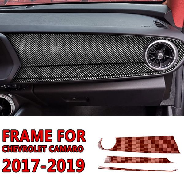 Pcmos Real Carbon Fiber Inner Gear Shift Frame Cover Automotive Trim For Camaro 2017 2019 Interior Accessories Sticker Red Car Interior Accessories