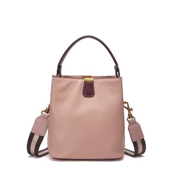 

2020 new leather large capacity bag personalized women's bag one shoulder cowhide messenger bucket bag versatile handbag