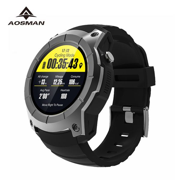

aosman s958 gps smart watch heart rate monitor sport waterproof sim card support bluetooth 4.0 smartwatch for android ios phone, Slivery;brown