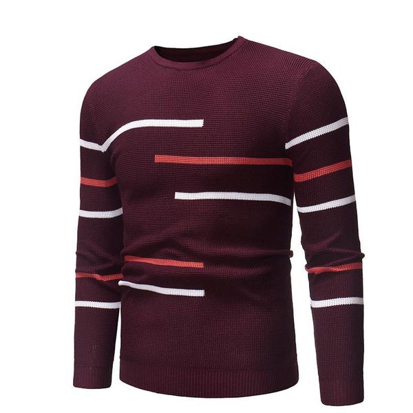 

designer mens sweater new fashion comfortable stripe design casual round neck man sweater men -2xl size, White;black
