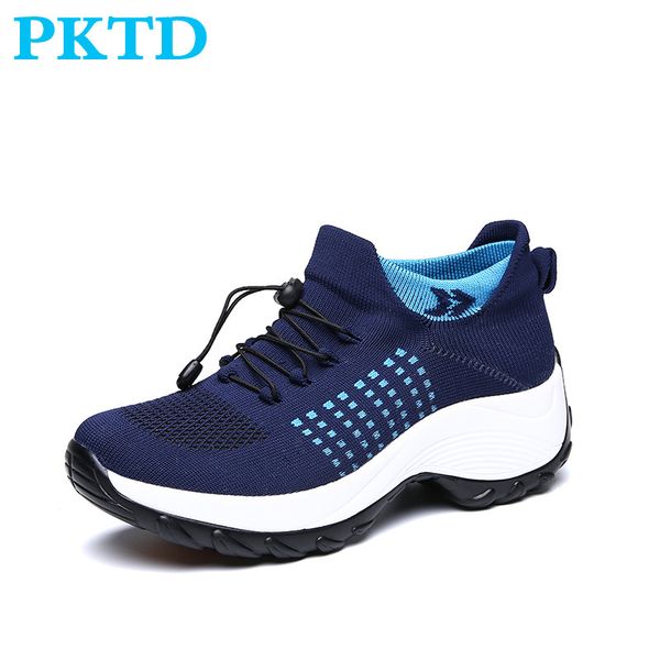 

women's walking shoes, flying woven mesh, fashionable casual sports shoes, korean version, thick bottom, increased socks shoes