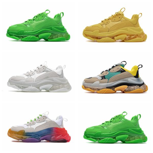 

triple s 17fw crystal bottom paris luxury dad shoes platform triple-s casual sneakers for mens women vintage grandpa trainer, Black