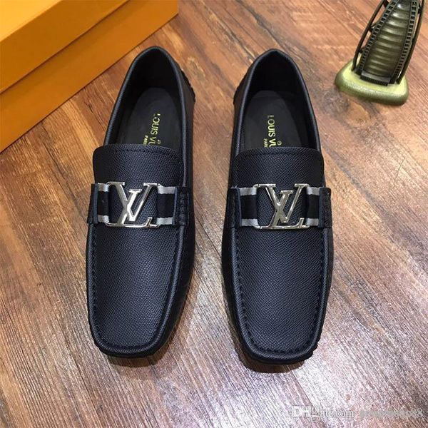 

luxury fashion mens dress shoes real leather flat formal shoes peas casual shoess boy gym shoes sneakers size 38-45 ing, Black