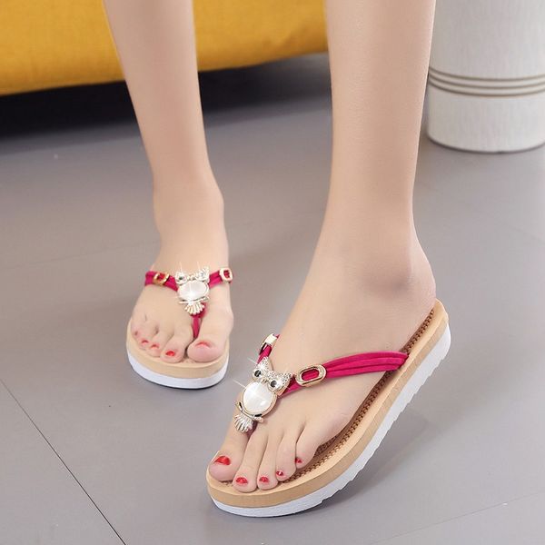 

flip flops women platform slippers rhinestone vacation beach slippers woman shoes outdoor flat open toe sandal ladies shoes, Black
