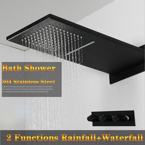

2 water functions work together or separately 22 inches rain waterfall shower head set bathroom concealed shower faucet set