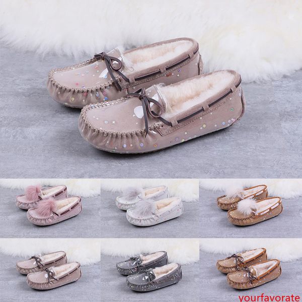 

2020 luxury winter wgg australia peas shoes women designer casual shoes chestnut black pink grey leather for ladies size 35-40