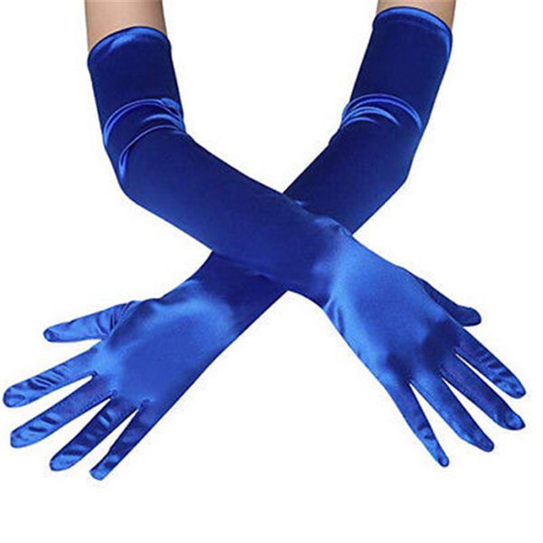 

fashion stretch white glove long gloves black red elbow length women dance party gloves full finger guantes boda, Blue;gray