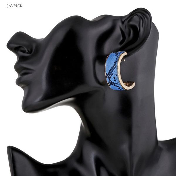 

women's snakeskin print big hoop earrings geometric leather statement jewelry, Golden;silver