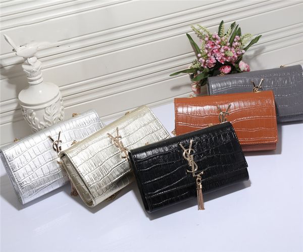 

2019 Fashion ladies shoulder bag pu leather solid color letter tassel Messenger bag female shoulder shoulder bag