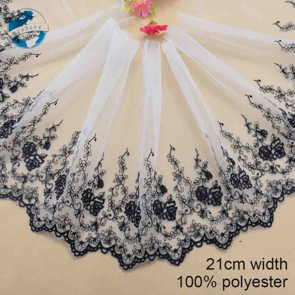 

21cm polyester lace 2 colors embroidery lace french ribbon fabric guipure diy trims warp knitting sewing accessories#3700, Pink;blue