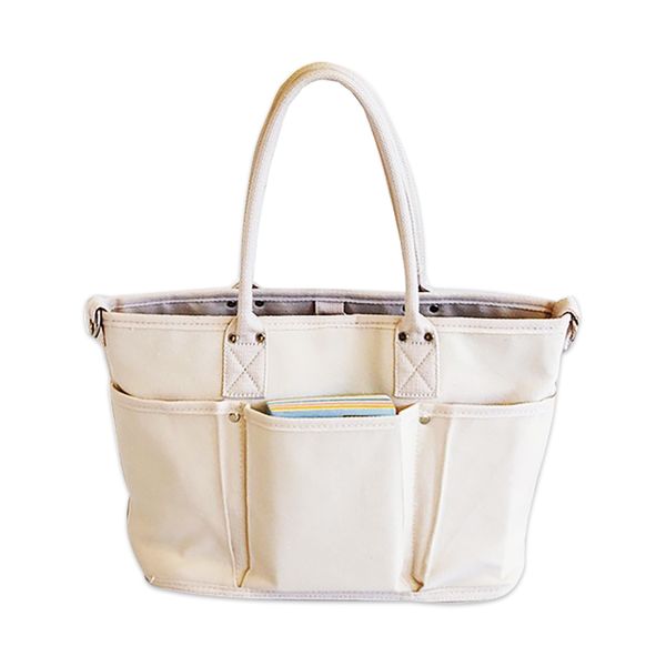 

new arrival canvas cotton tote bag with extra six pockets on front and back side