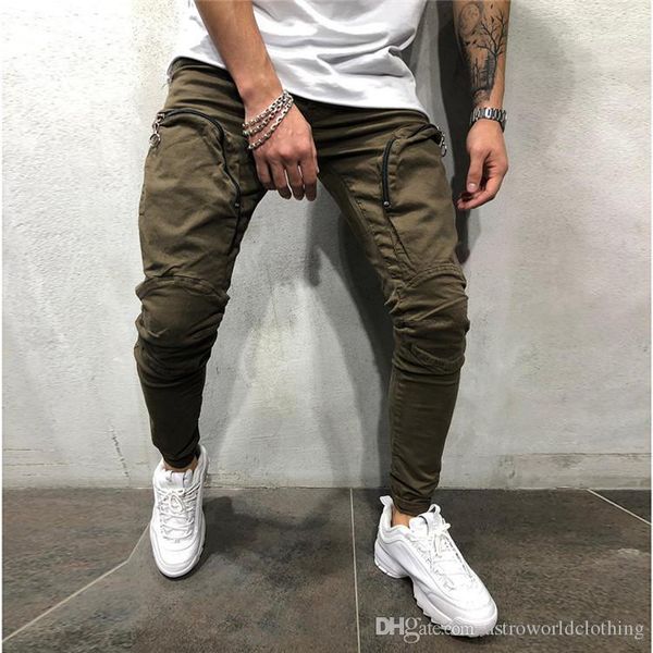 

drawstring male fashion pants mens pencil pants designer sports stretch mens long trousers, Black