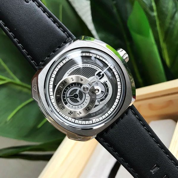 

designer man watch essence q1/01 friday 47mm nfc wristwatch miyota 82s5 movement wood box and spare band, Slivery;brown