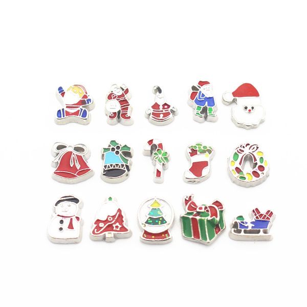 

new arrival 20pcs/lot christmas alloy floating charms living memory floating lockets charms for diy accessory, Bronze;silver