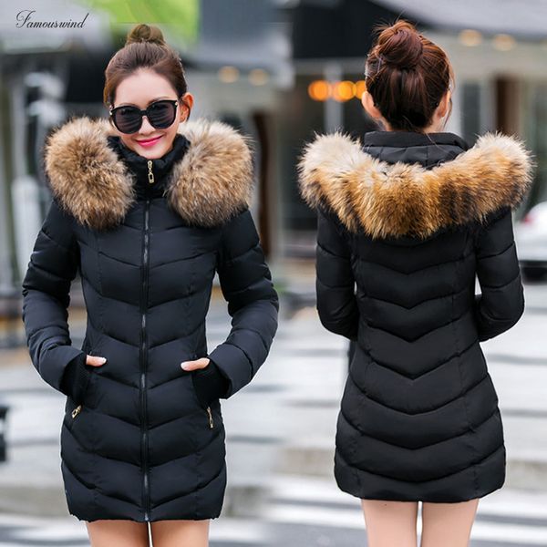 

куртка зима inverno 2019 новый parka женщин пальто зимы утолщение хлопка outwear поддельный fox fur casacos de женщины feminino, Black