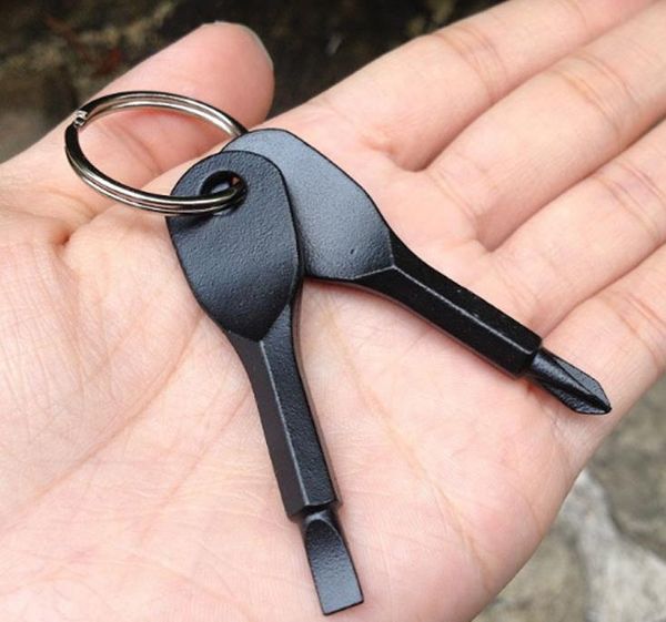 Screwdrivers Keychain Outdoor Pocket 2 Colors Mini Screwdriver Set Key Ring With Slotted Phillips Hand Key-Pendants SN617