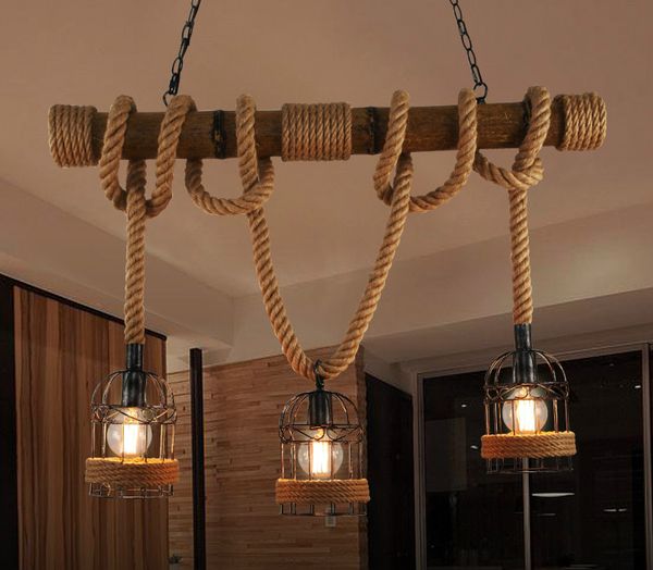 

old bar terrace cafe bamboo triple hemp rope chandelier