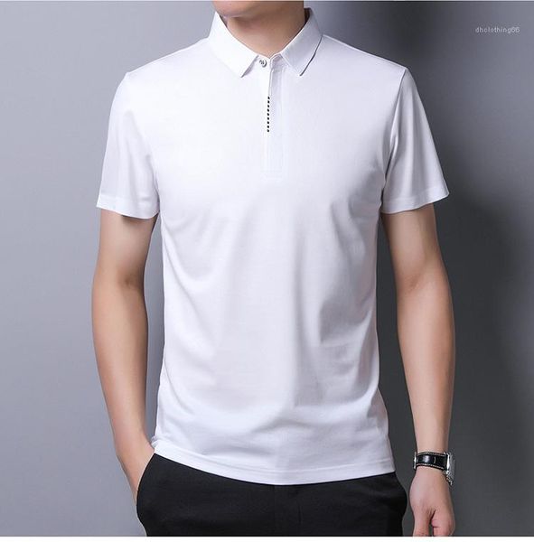 

mens designer polos turn down collar regular tees short sleeve clothing mens casual single button, White;black