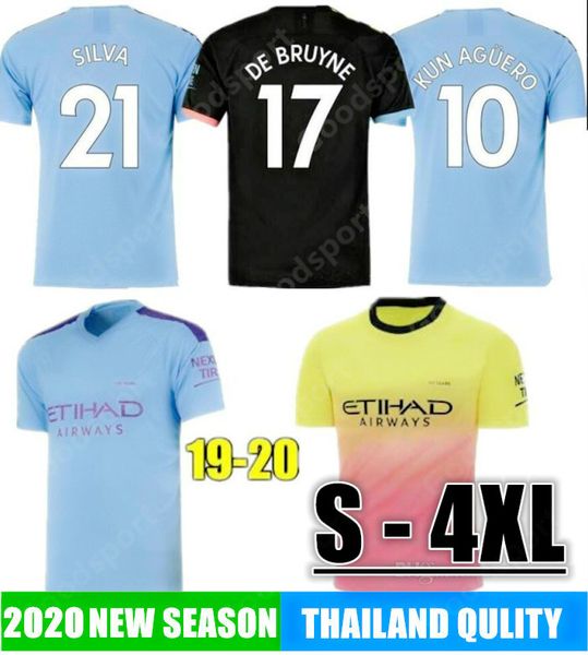 

2020 sane soccer jersey 4xl city mahrez dzeko kun aguero kompany toure yaya de bruyne g jesus bernardo shirt football calcio futbal sport 19, Black;yellow