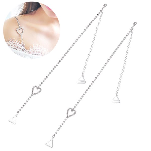 

bling crystal rhinestone adjustable removable dual-chain decorative bra straps fancy decoration replacement for dress bra body shapewe, Black;white