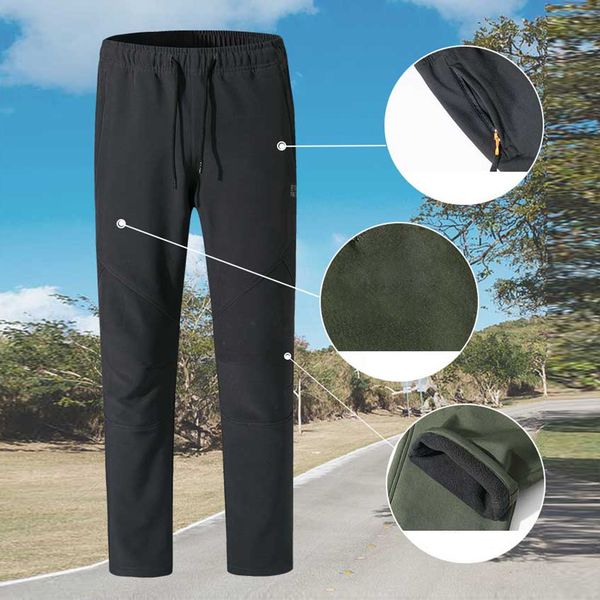

men waterproof windproof mountain-climbing thicken long pant trousers, Black