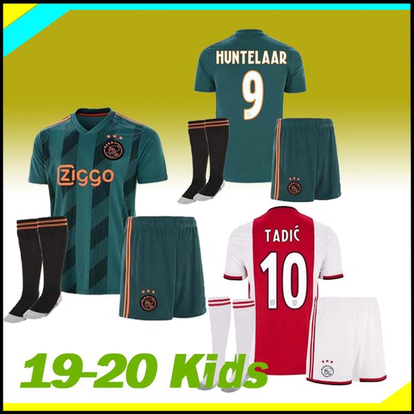

2019 2020 fc ajax kids kit home red away green soccer jersey 19 20 customized 21# de jong # 10 tadic #4 de ligt football shirt uniform, Black