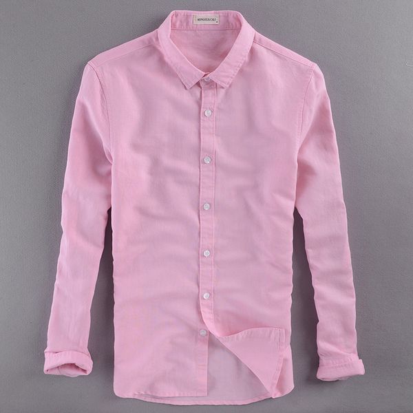 

2019 men in the autumn of cultivate one's morality comfortable breathable cotton and linen shirt long sleeve shirt, White;black