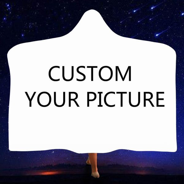 

customize dropshipping 3d printed plush hooded blanket for adults kid warm wearable fleece custom throw blankets