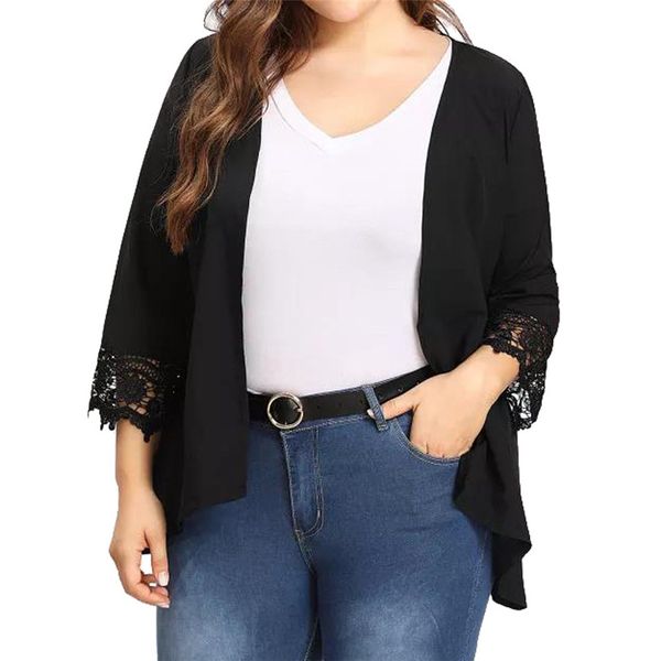 

coats and jackets women summer feminine fashion plus size lace open front loose causal lightweight kimono cardigan outwear, Black;brown