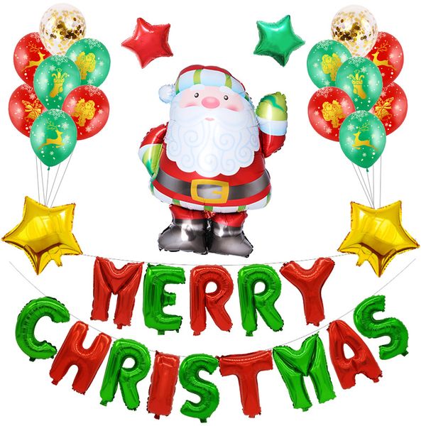 

christmas aluminum foil balloon set xmas latex balloon home christmas decoration cartoon santa claus helium balloon wholesale dbc vt1057