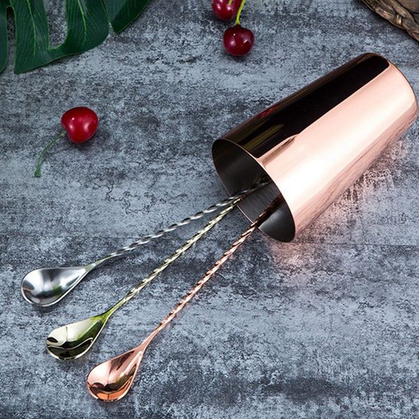 

diy mixing cocktail spoon stainless steel spiral pattern bar coffee stirring spoon stir spoons bar tool bartender tools