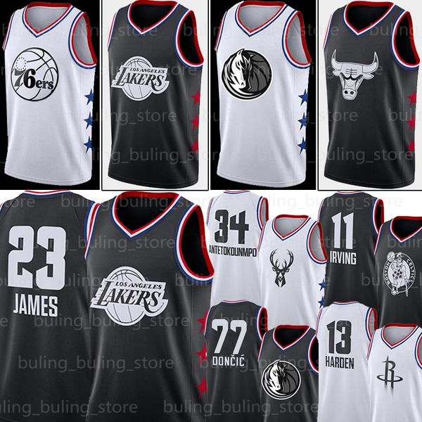 

all lebron 23 james star luka 77 doncic jerseys dwyane 3 wade james 13 harden giannis 34 antetokounmpo 30 curry irving embiid simmons, Black;red