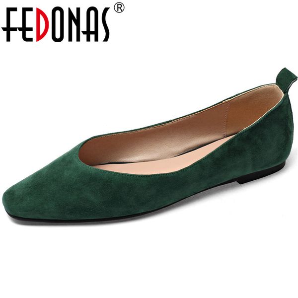 

fedonas сжатой замши женской обуви плоских площадей toe низкий каблуки обувь топ 2020 летней тема повседневных танцы женщина, Black