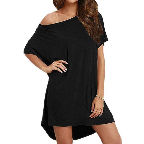

summer clothes for women ladies fashion summer off-the-shoulder solid color casual dresses woman party night vestidos de verano, Black;gray