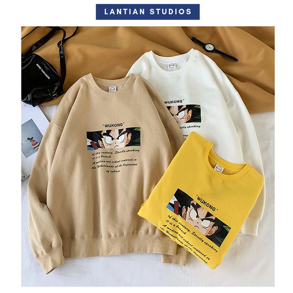 

japan style streerwear hoodies 2019 autumn winter plus velvet warm sweatshirts carton printed men women hoodie oversize clothes, Black