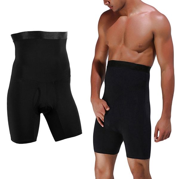 

men shaping underwear fitness high waist abdomen tummy control shaping underwear compression short running tights, White;black