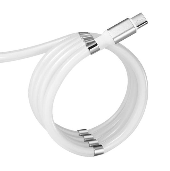 

2020 new arrival supercalla magnetic self winding cable data usb to type c micro usb cables for samsung huawei white colour