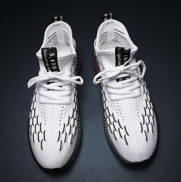 

2019 causal shoes for mens white rainbow knit comfortable shoes fly outdoor jogging walking sneakers sports shoes, Black