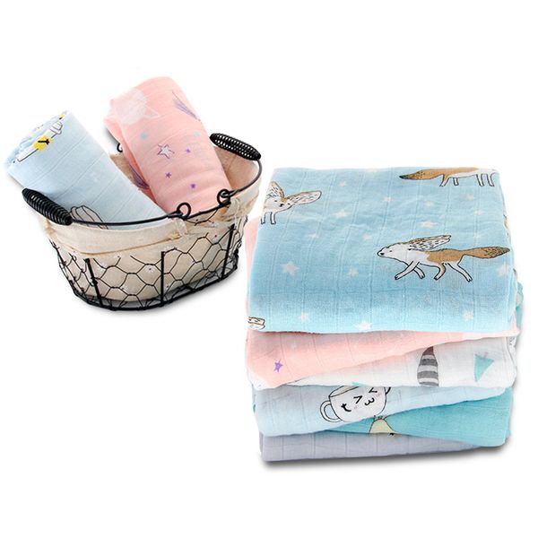 

100% bamboo fiber baby blanket cute cartoon pattern swaddle super soft baby warp newborn lovely blanket bath towel