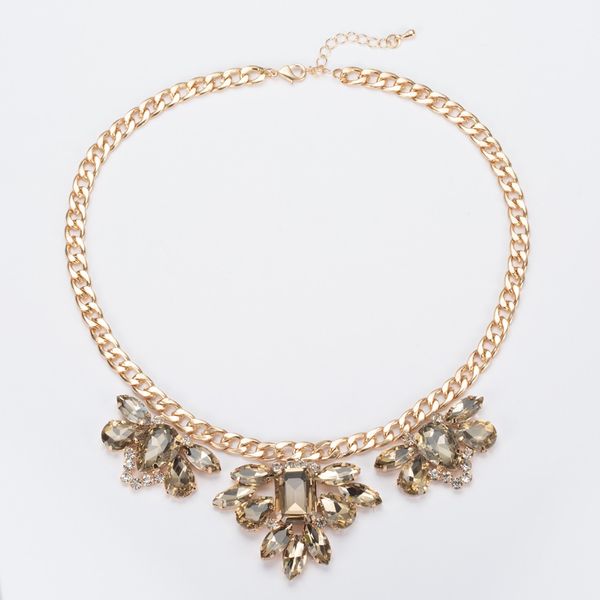 

new luxury fashion brand of women jewelry crystal necklaces & pendants large collar statement necklace n315, Golden;silver
