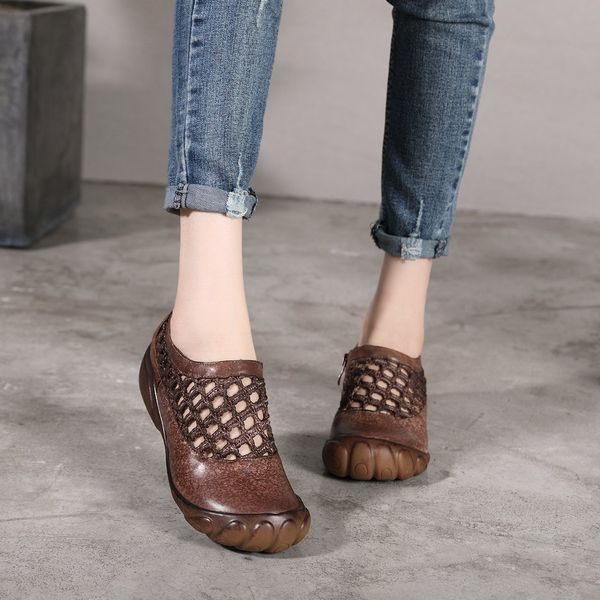 

loafers women leather handmade casual slip on shoes soft buttom moccasin flats brown/coffee, Black