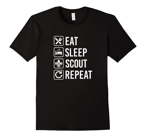 

eat sleep scout repeat funny t shirt boy scouting mens shirts short sleeve trend clothing 100 % t shirt for boy, White;black