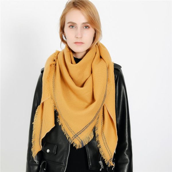 

wholesale-brand women triangle scarfs showl new fashion solid colors jacquard fringed imitation cashmere ladies scarf wholesale m1874, Blue;gray