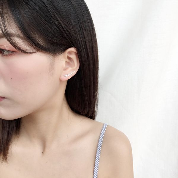 

a row 7 crystal ear cuffs hoop climber stud earrings for women girls star ear stud pin jewelry accessories 2019, Golden;silver