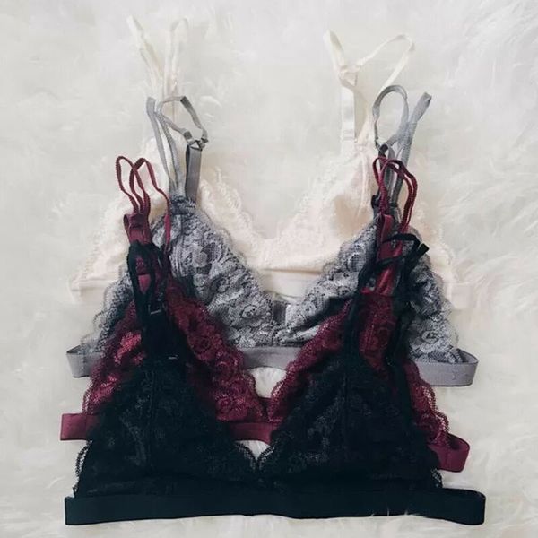 

fashion women lace floral trim bralette crop push up bra underwear lingerie, Black;white