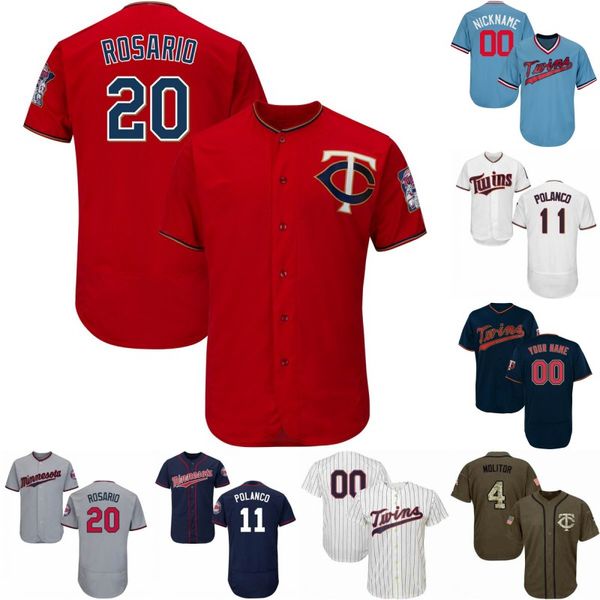 

Minnesota Jersey 23 Nelson Cruz 20 Eddie Rosario 25 Byron Buxton 13 Ehire Adrianza 11 Jorge Polanco 26 Max Kepler Twins Baseball Jerseys