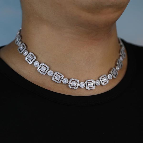 

chains men chain necklace with cz paved hip hop long 16'' 18'' arrived drop ship for gift, Silver