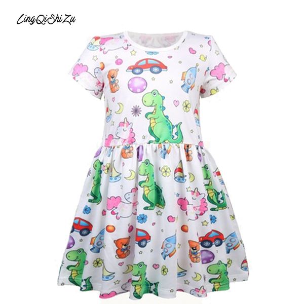 

девушки 2020 летнее платье с анималистическим принтом дети платье 3-8 лет платья малыша динозавра малыша девочка платья девочка дети, Red;yellow